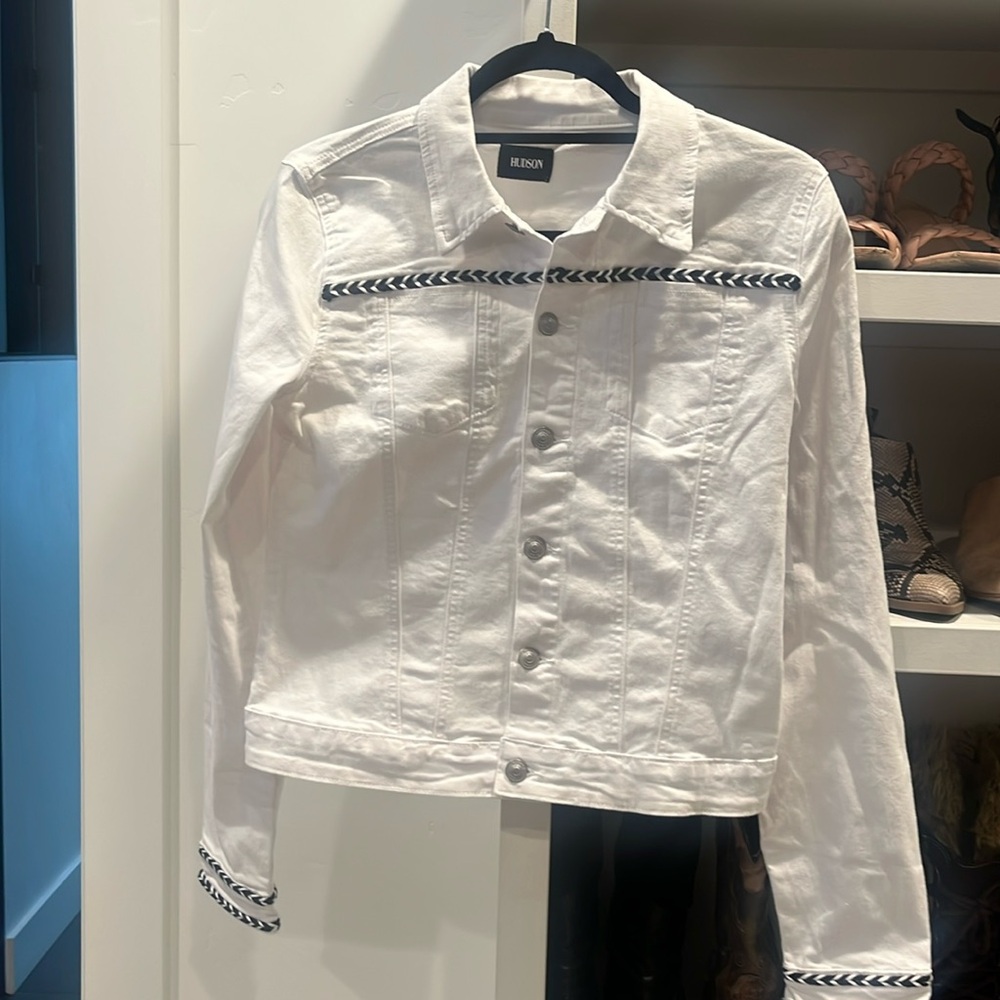 NWT Hudson White Denim Jean Jacket Size XL